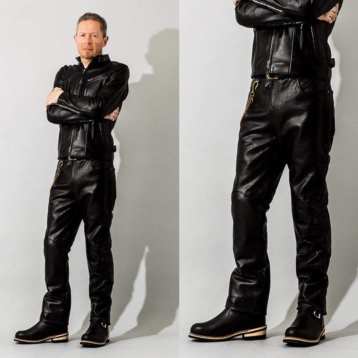 Liugoo Leathers 本革 メッシュレザーパンツ レギュラーフィット 