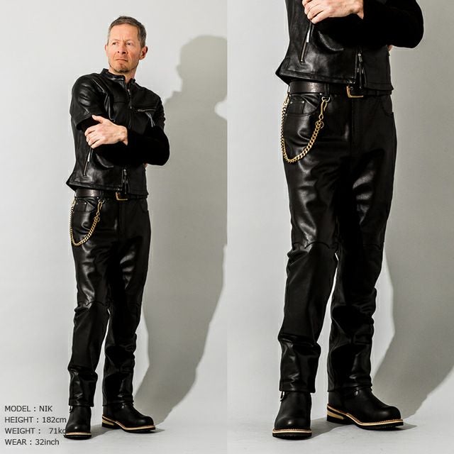 Liugoo Leathers 本革 メッシュレザーパンツ レギュラーフィット