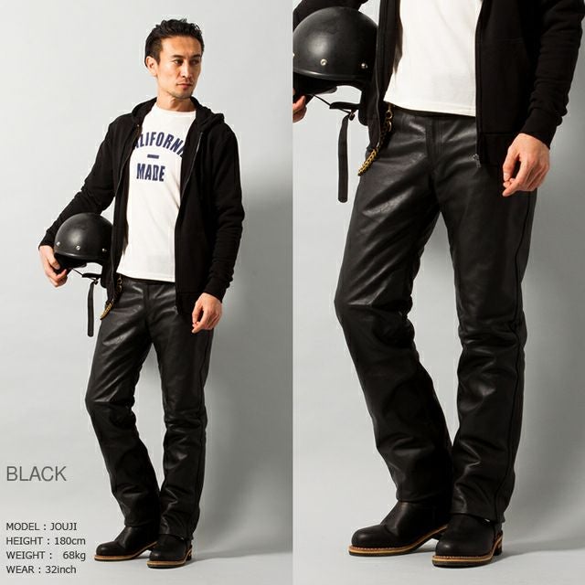 Liugoo Leathers 本革 レギュラーフィットレザーパンツ 着脱インナー