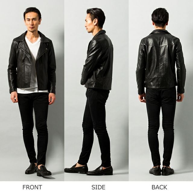 LIUGOO 本革 ダブルライダースジャケット メンズ リューグー DRY05A AP