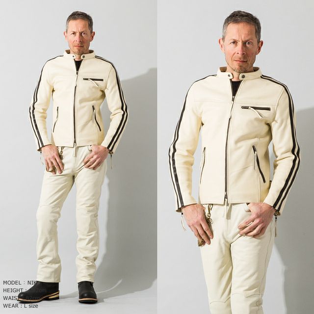 Liugoo Leathers 本革 メッシュレザー 2ラインシングルライダース