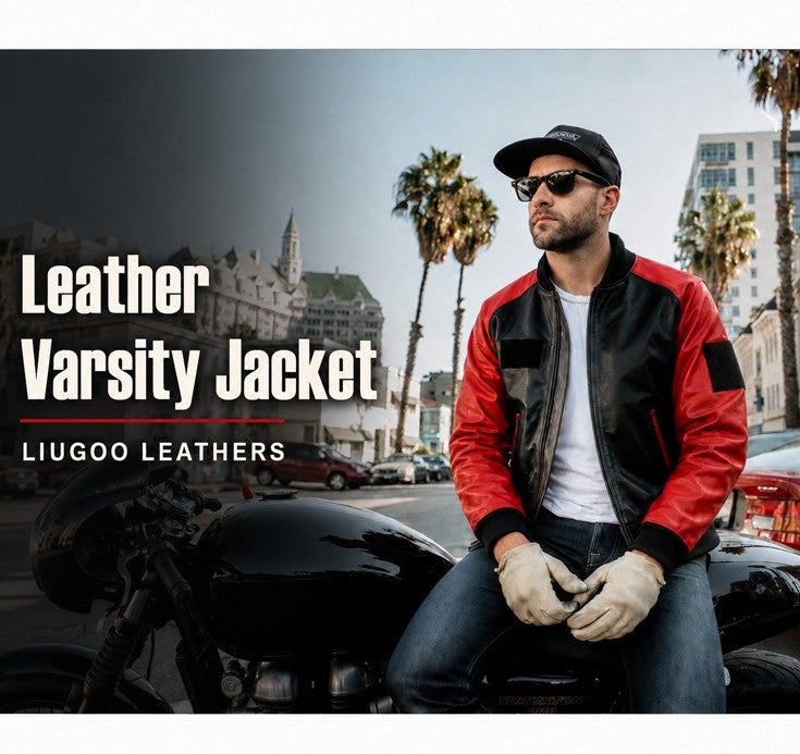 Liugoo Leathers 本革 バイカーチームジャケット スタジャン SWAP