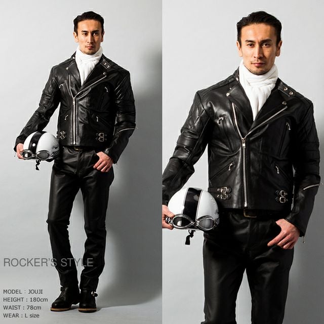 Horn Works 本革 UKパッドダブルライダースジャケット メンズ ホーン