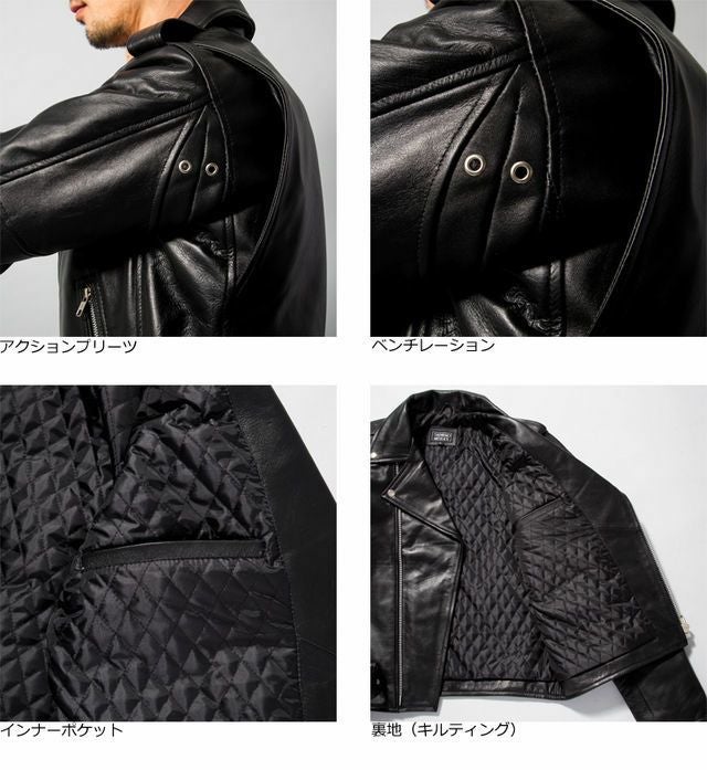 Horn Works 本革 ダブルライダースジャケット メンズ ホーンワークス