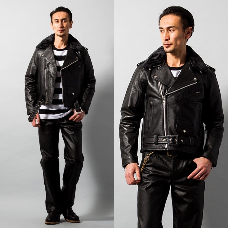 Harley-Davidson レザー シングルライダース 本革　L Horn Works 本革 襟ボアダブルライダースジャケット メンズ ホーン