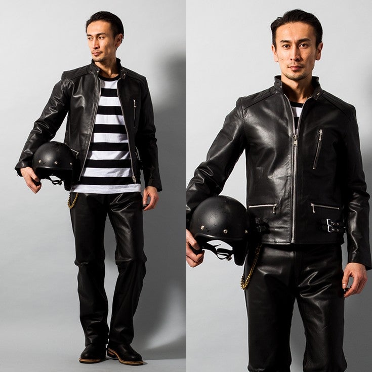 Horn Works 本革 UKシングルライダースジャケット メンズ ホーン