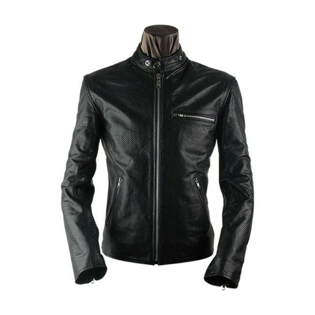 Horn Works 本革 メッシュレザー シングルライダースジャケット メンズ