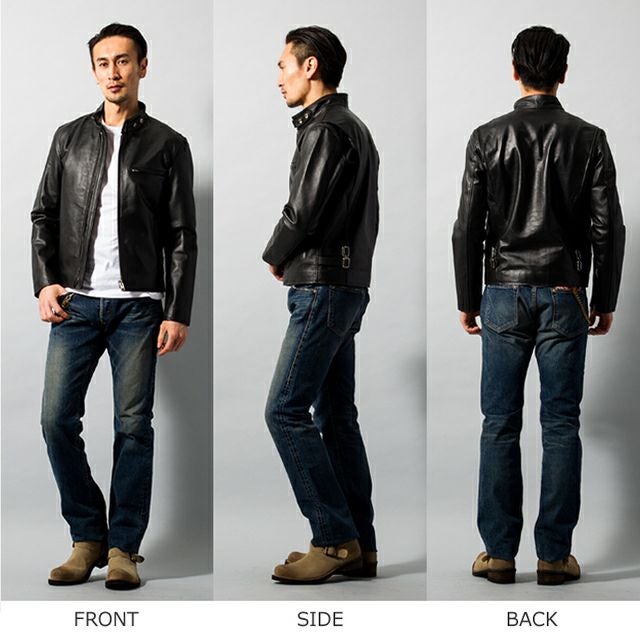 Horn Works 本革 シングルライダースジャケット メンズ ホーンワークス