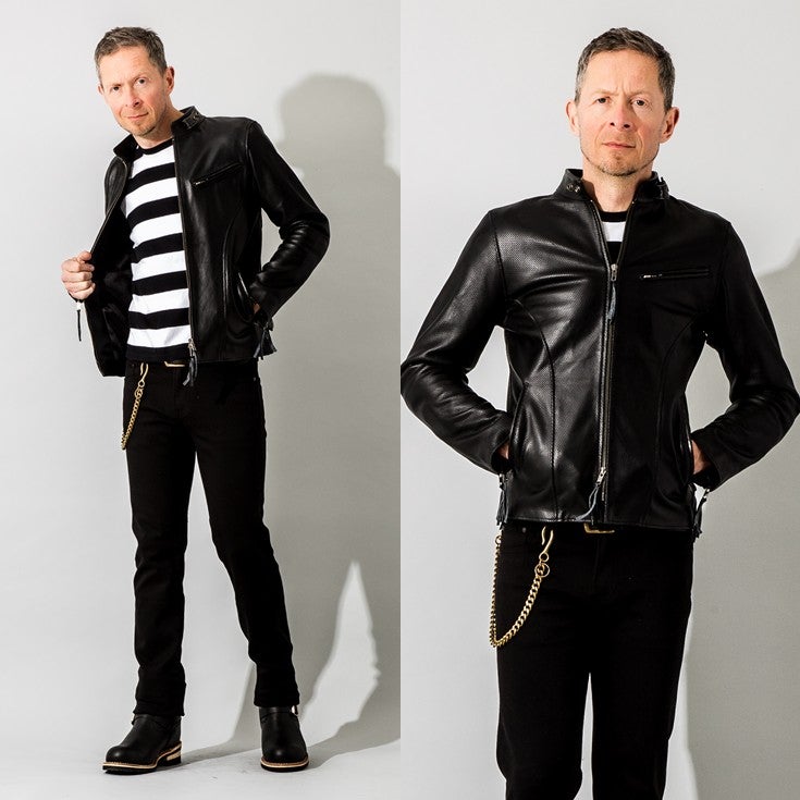Liugoo Leathers 本革 メッシュレザー シングルライダースジャケット 