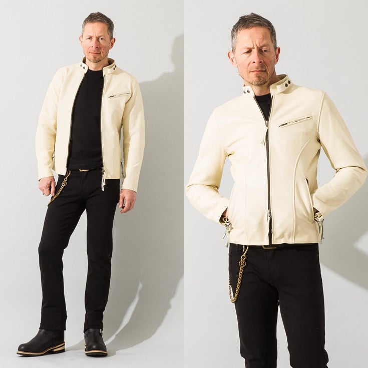 Liugoo Leathers 本革 メッシュレザー シングルライダースジャケット 