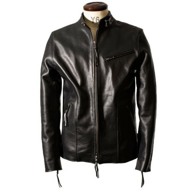 Liugoo Leathers 本革 メッシュレザー シングルライダースジャケット