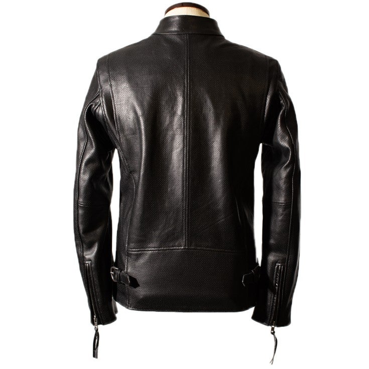 Liugoo Leathers 本革 メッシュレザー シングルライダースジャケット 