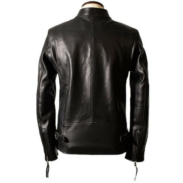 Liugoo Leathers 本革 メッシュレザー シングルライダースジャケット