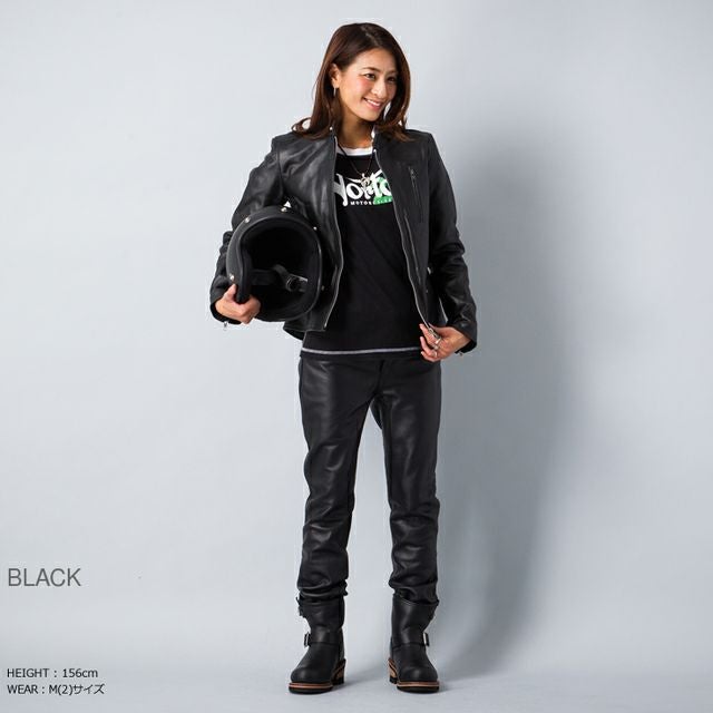 レザージャケット ライダース Horn Works 本革 ハイネックシングルライダースジャケット レディース