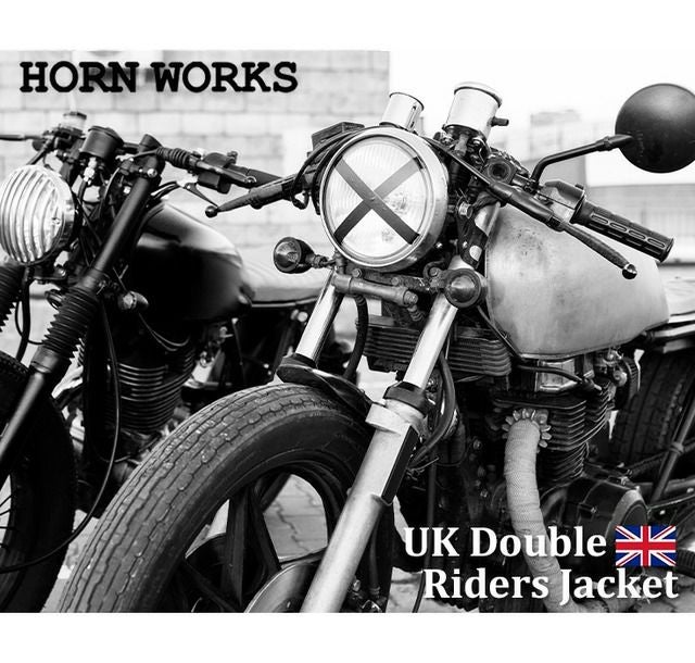 Horn Works 本革 UKタイプ ダブルライダースジャケット メンズ ホーン