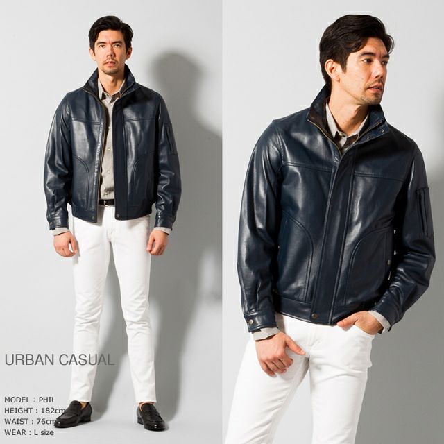Paris Collection Brand 本革 ハイネック レザーブルゾン メンズ パリ