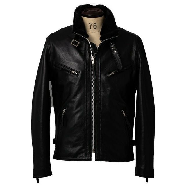 Liugoo Leathers 本革 WING-NECK シングルライダースジャケット メンズ