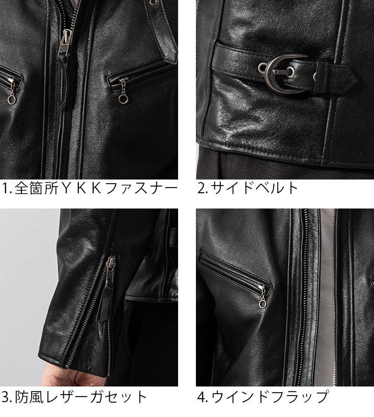 Liugoo Leathers 本革 WING-NECKシングルライダースジャケット SWAP