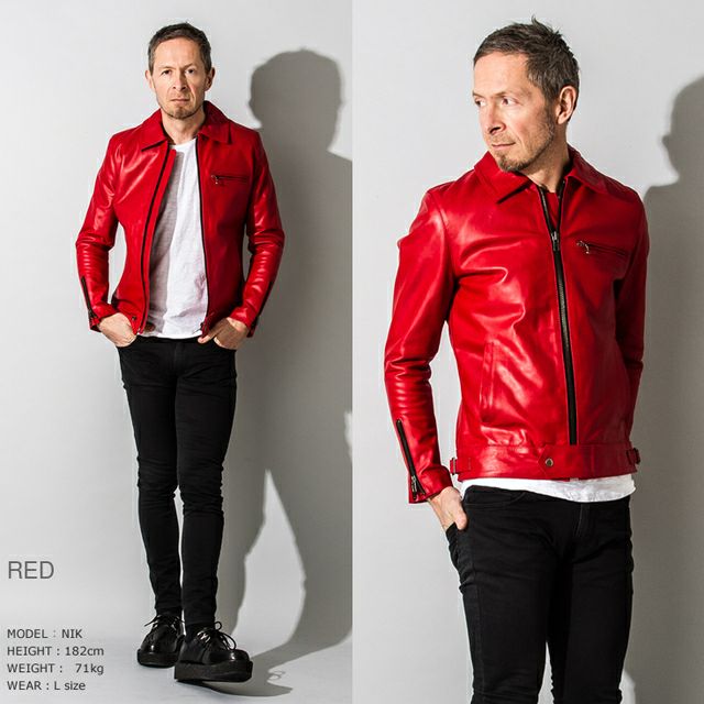 Liugoo Leathers 本革 UK襟付きシングルライダースジャケット メンズ