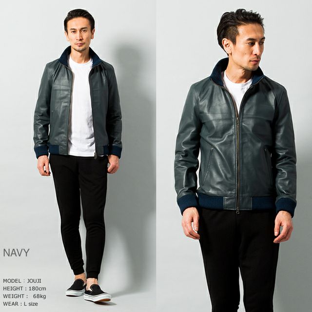 LIUGOO 本革 レザートラックジャケット ジャージ メンズ リューグー