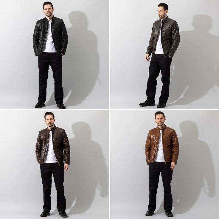 Liugoo Leathers 本革 シングルライダースジャケット メンズ