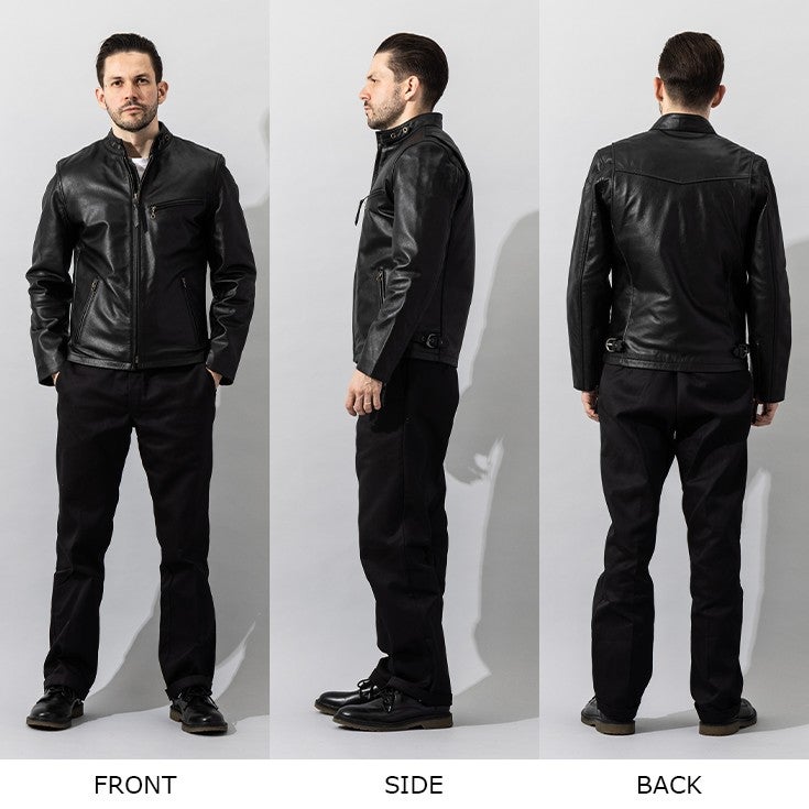 Liugoo Leathers 本革 シングルライダースジャケット メンズ