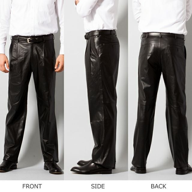 Bell Maxim 本革 2タックリラックスフィット レザーパンツ メンズ ベル