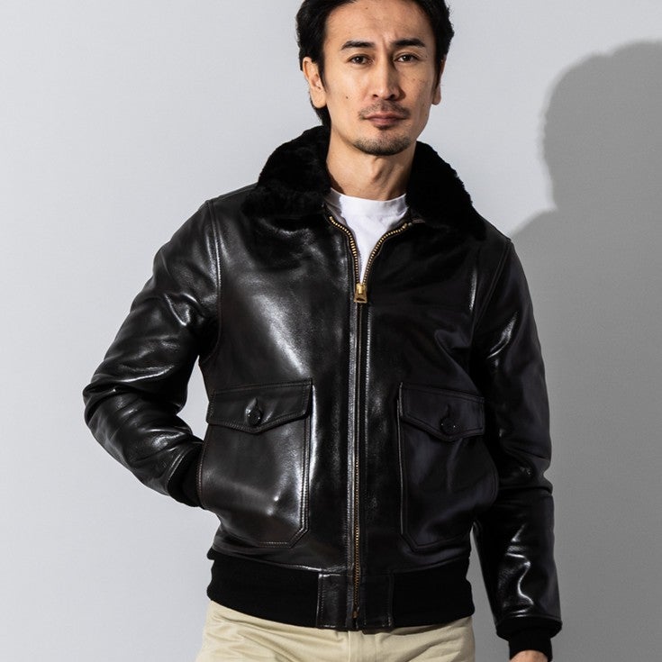 Liugoo Leathers 本革 G-1 フライトジャケット メンズ リューグー