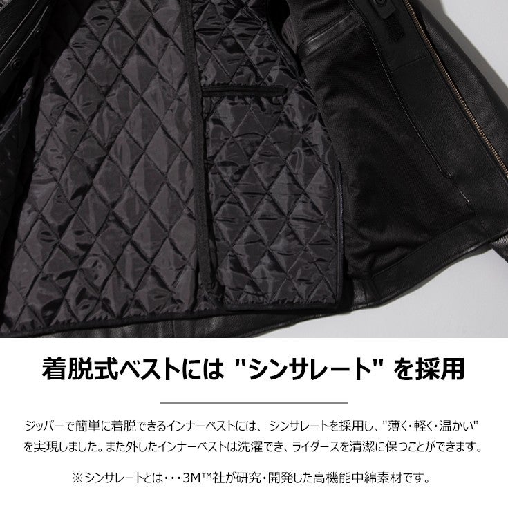 Liugoo Leathers 本革 プロテクター付シングルライダースジャケット 