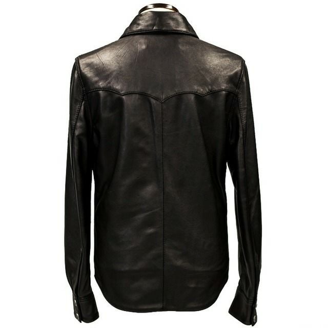 aZitator 本革 ディアスキンレザーウエスタンシャツ メンズ