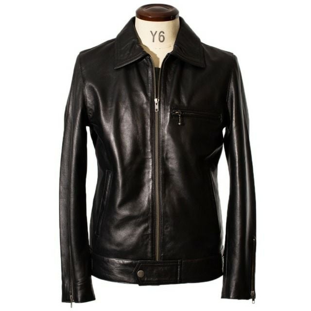 Liugoo Leathers 本革 UK襟付きシングルライダースジャケット メンズ