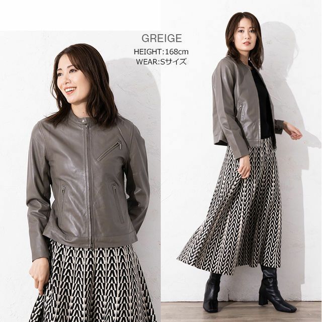 LIUGOO 本革 シングルライダースジャケット レディース リューグー