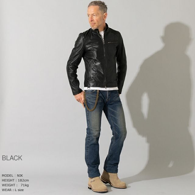 Liugoo Leathers 本革 メッシュレザー シングルライダースジャケット