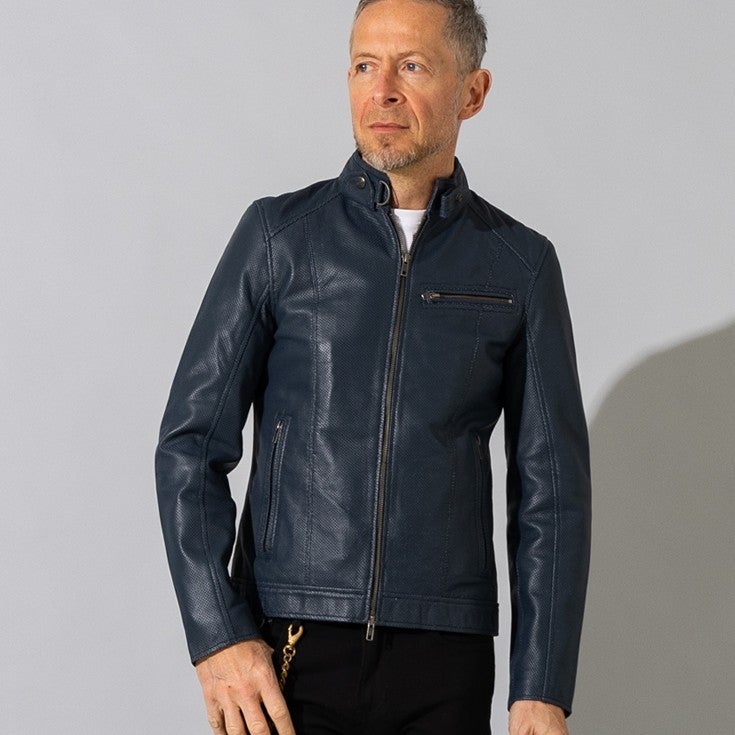 Liugoo Leathers 本革 メッシュレザー シングルライダースジャケット 