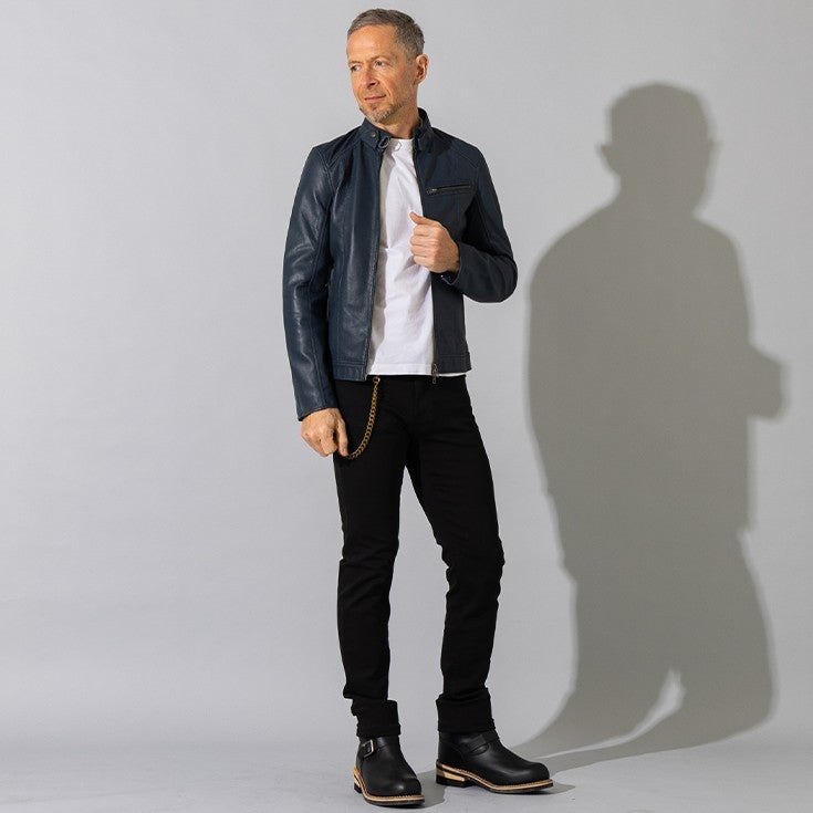 Liugoo Leathers 本革 メッシュレザー シングルライダースジャケット 
