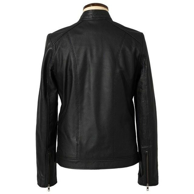 Liugoo Leathers メッシュレザ－シングルライダースジャケット Liugoo Leathers 本革 メッシュレザー 2ラインシングルライダース