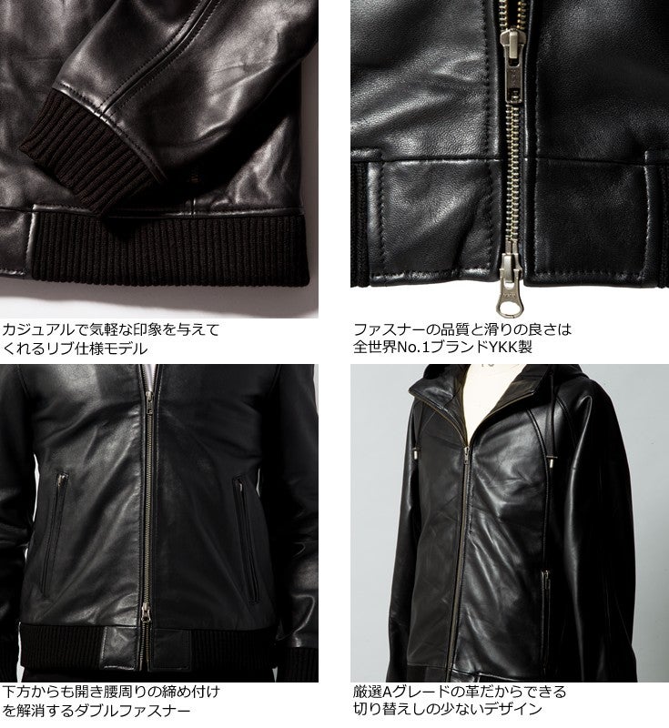 LIUGOO 本革 レザーハイネックパーカー メンズ リューグー PRK01A 