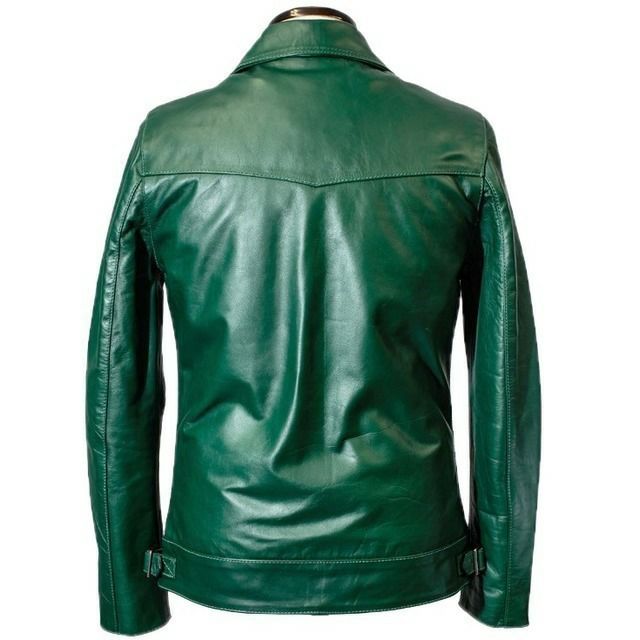 Liugoo Leathers 本革 UK襟付きシングルライダースジャケット メンズ