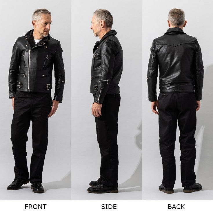 Liugoo Leathers パンチングレザー ライダースジャケット ブラック Liugoo Leathers 本革 UKダブルライダースジャケット 着脱ライナー付