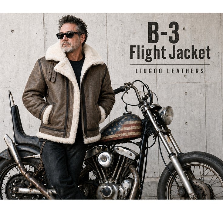 Liugoo Leathers 本革 B-3フライトジャケット ムートンジャケット