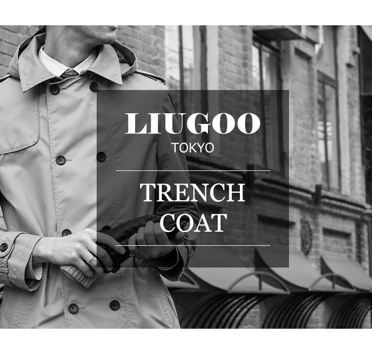LIUGOO 本革 レザーロングトレンチコート メンズ リューグー COT04A 