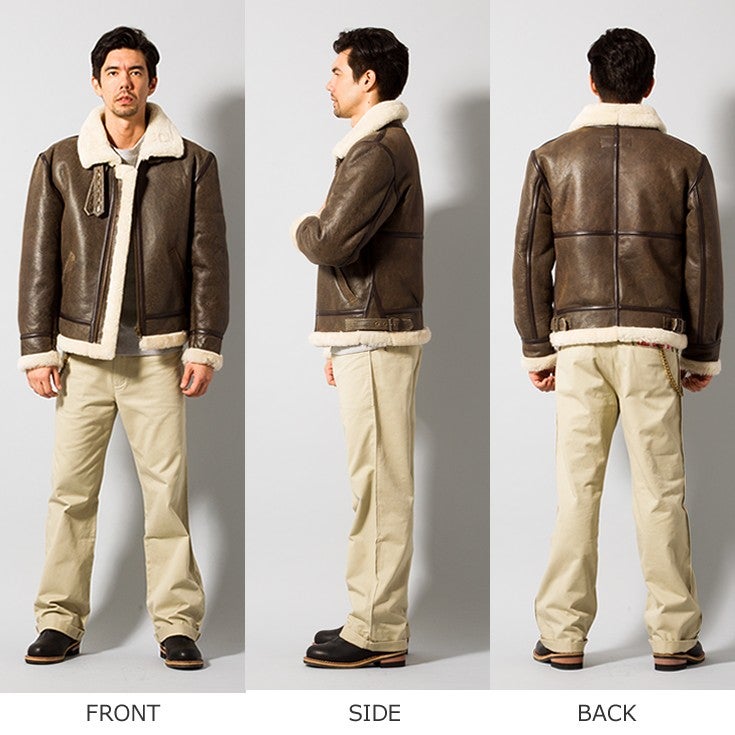 Liugoo Leathers 本革 B-3フライトジャケット ムートンジャケット