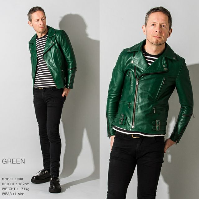 Liugoo Leathers 本革 UKダブルライダースジャケット メンズ