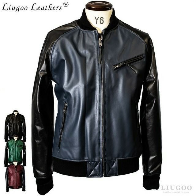 あいじ　Liugoo Leathers 本革ライダーススタジャン Ｍ Liugoo Leathers 本革 レザ-バイカースタジャン メンズ リューグー