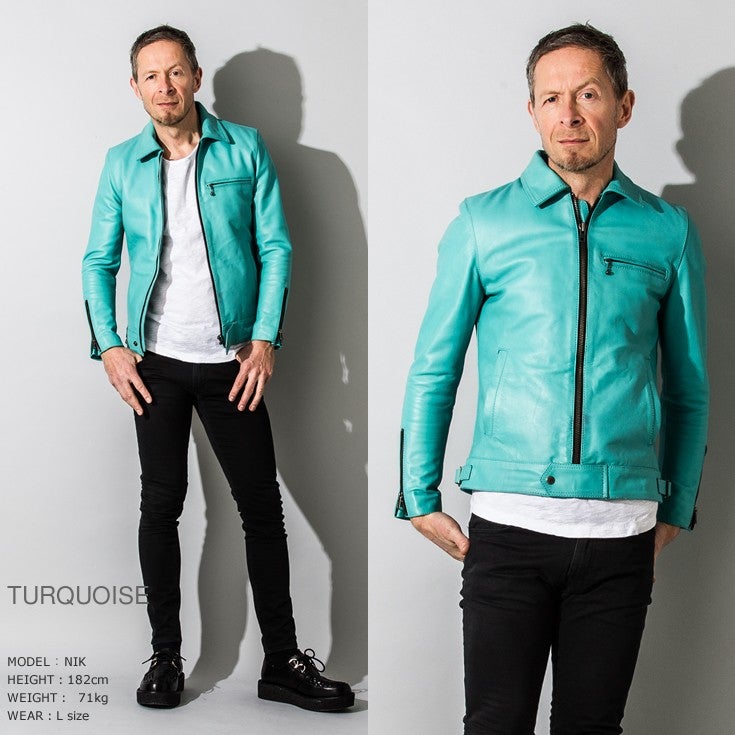 Liugoo Leathers 本革 UK襟付きシングルライダースジャケット メンズ 