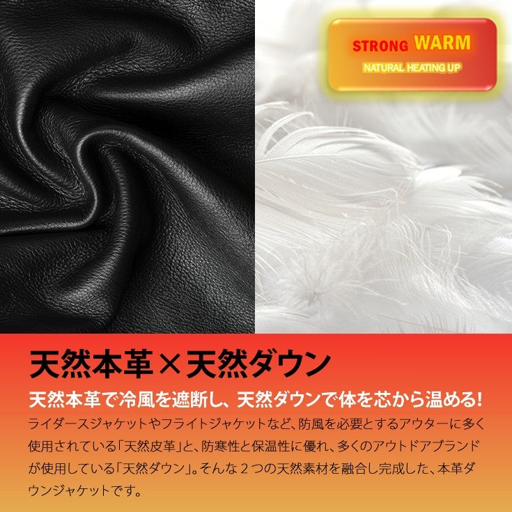 Liugoo Leathers 本革 レザーダウンベスト ダイヤキルト メンズ