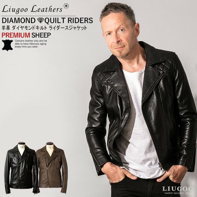 Liugoo Leathers 本革 パッドダブルライダースジャケット メンズ