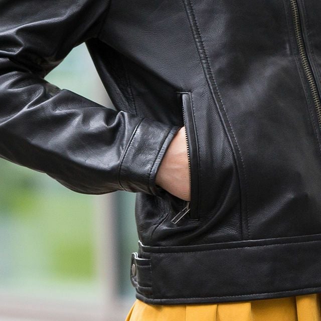 LIUGOO ZERO WASTE 本革 シングルライダースジャケット レディース