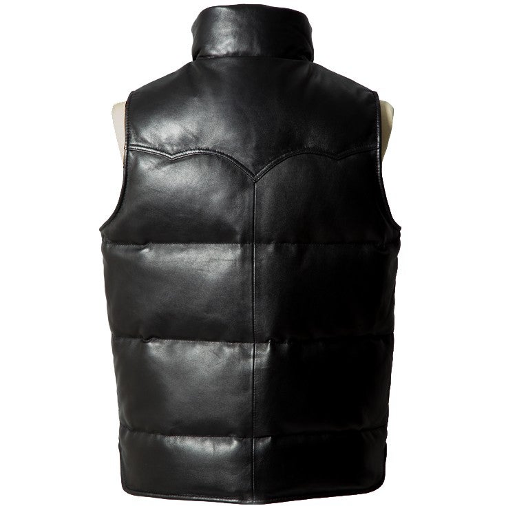 Liugoo Leathers 本革 ツートン レザーダウンベスト シープスキン羊革