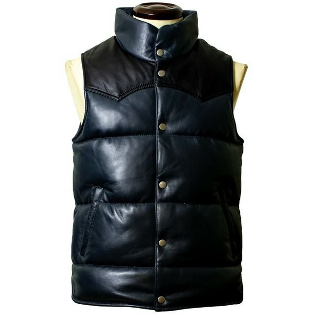 LIUGOO 本革 レザーダウンベスト メンズ リューグー VST05A レザー